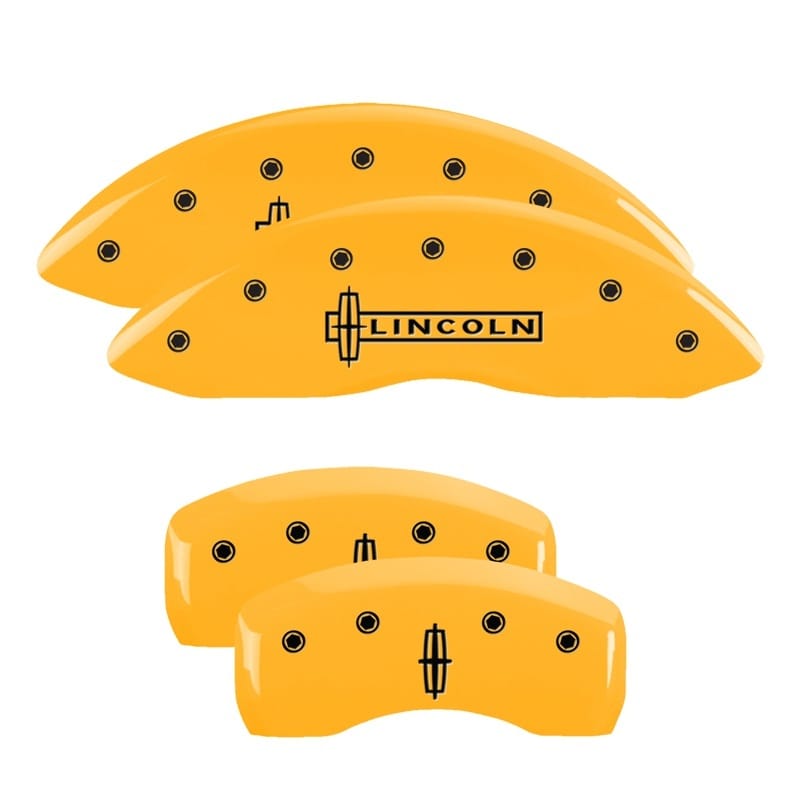 MGP — Set of 4 caliper covers, Engraved Front: Lincoln - Engraved Rear: Star logo, Yel