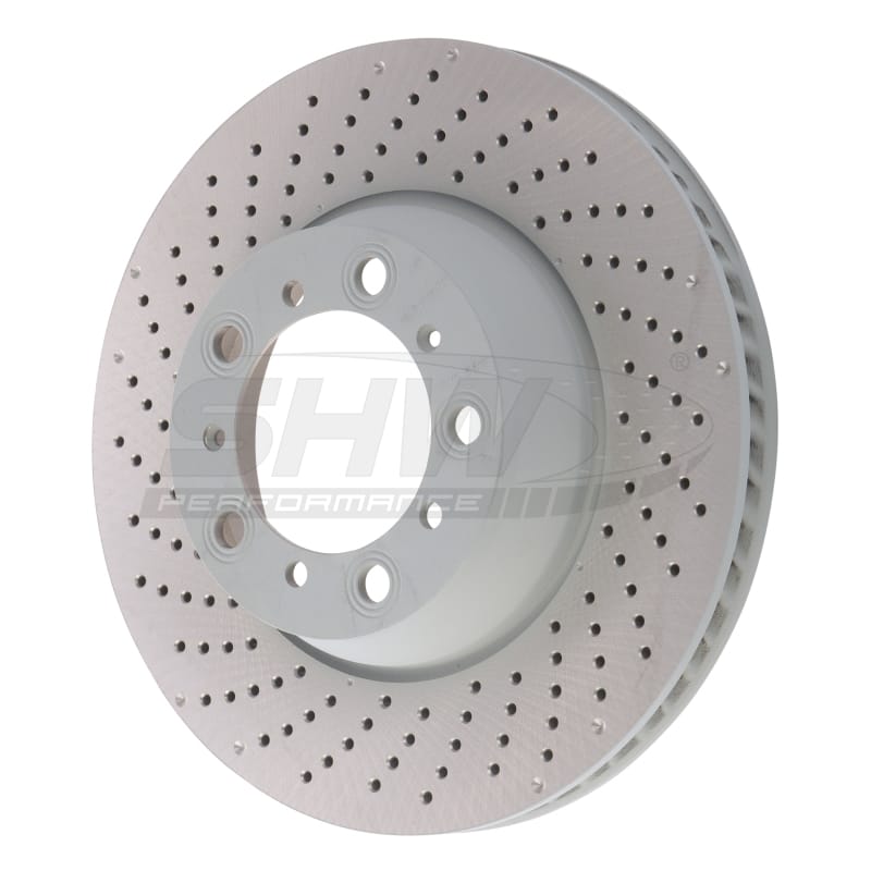 SHW Performance — SHW 17-21 Porsche 911 Carrera 3.0L w/o Ceramic Brakes Left Rear Drilled MB Brake Rotor (9P1615601)
