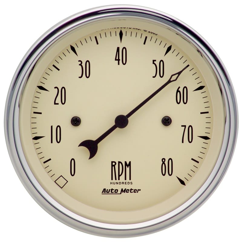 AutoMeter — GAUGE, TACHOMETER, 3 3/8" , 8K RPM, IN-DASH, ANTIQUE BEIGE
