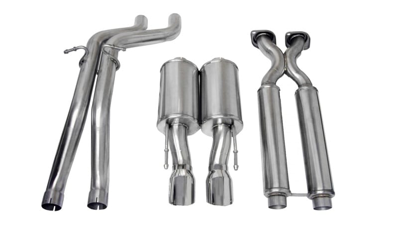CORSA Performance — 2.5in. Cat-Back Dual Center Rear Exit with Single 4.0in. Polished Pro-Series Tip