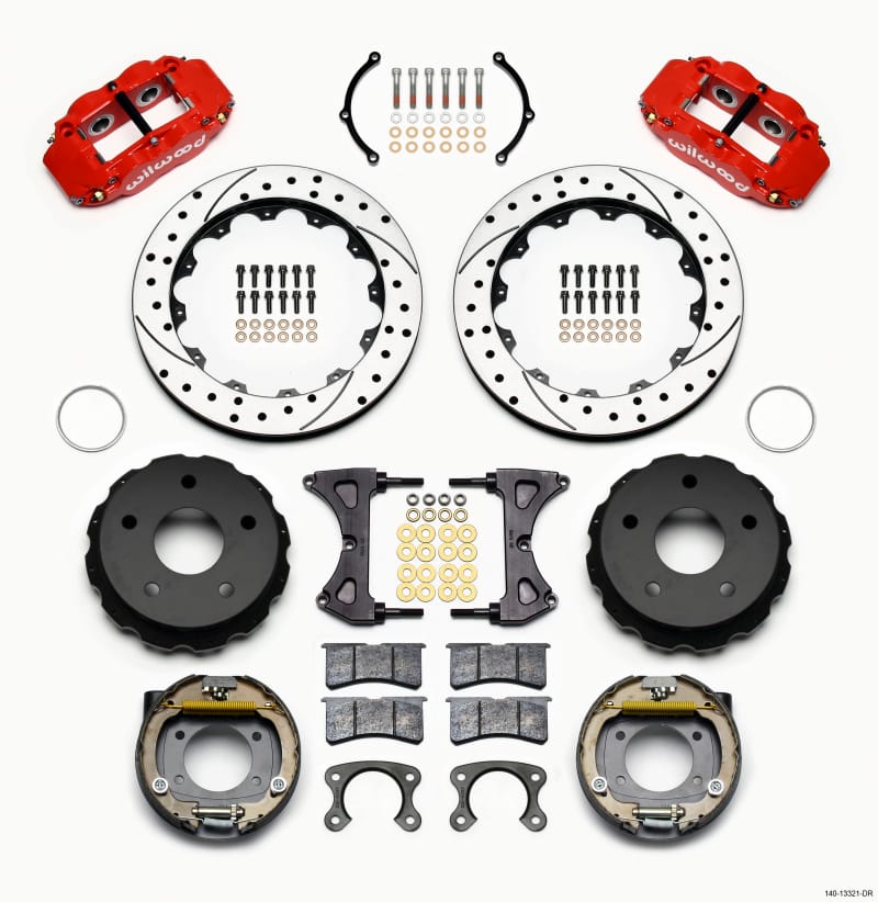 Wilwood — KIT,REAR,DISC/DRUM,SMALL FORD,2.36 OFF FNSL4R,5x5.50 BC,12.88 ROTOR,DRILLED,RED
