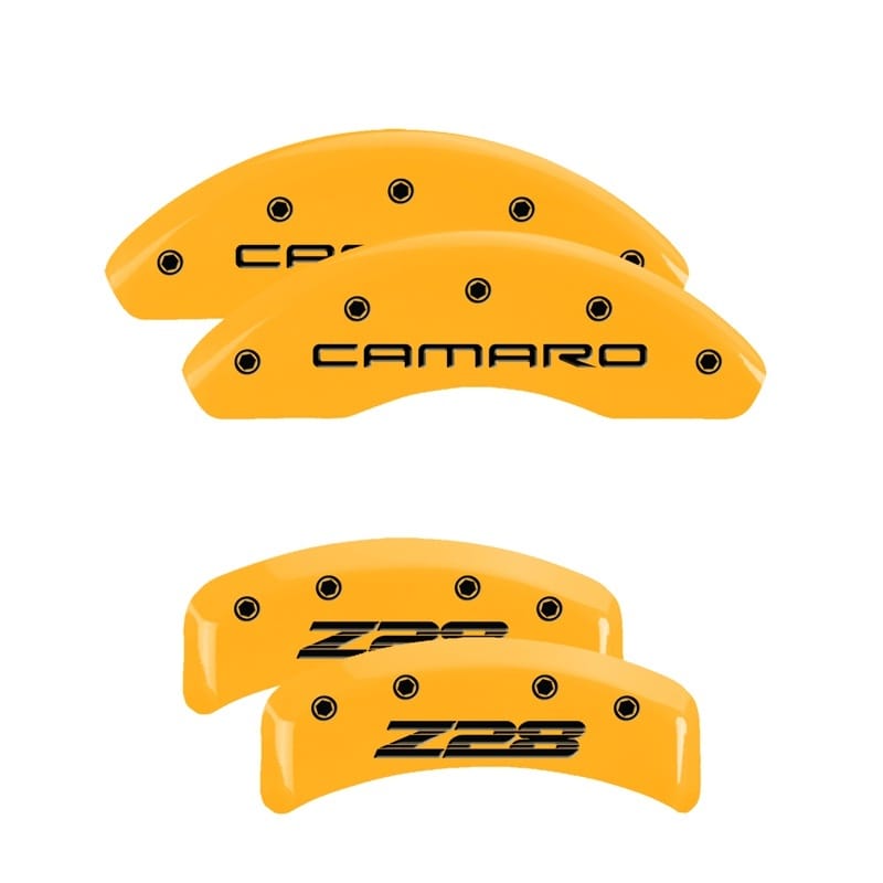 MGP — Set of 4 caliper covers, Engraved Front: Gen 4/Camaro - Engraved Rear: Gen 4/Z28