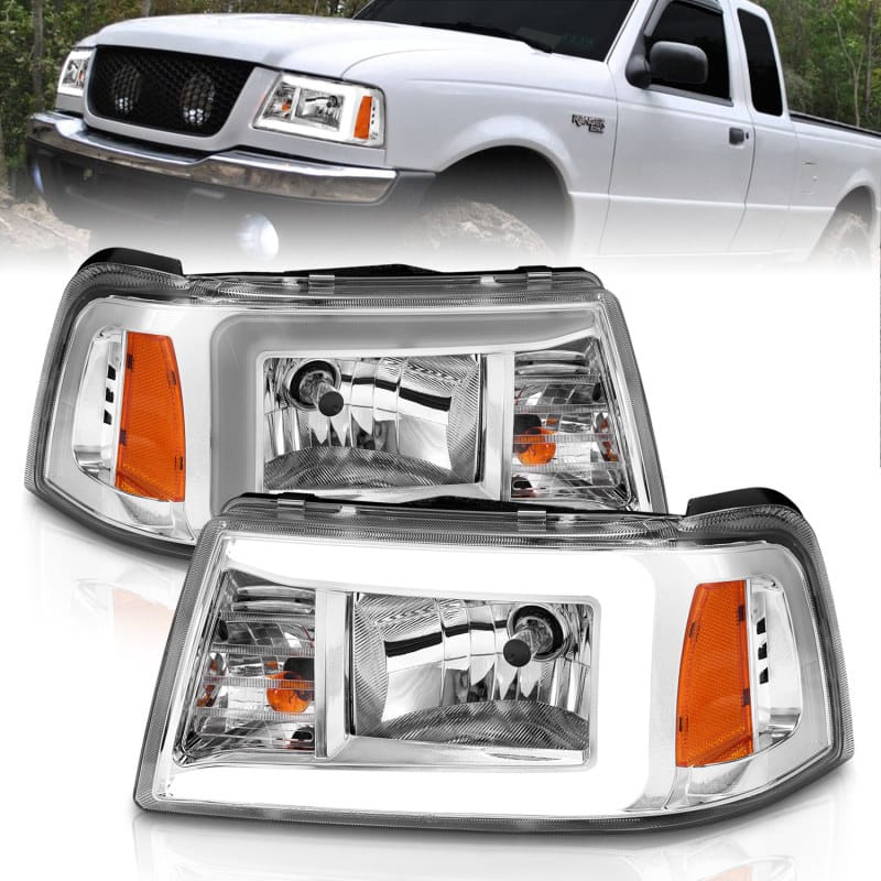ANZO — ANZO 2001-2011 Ford Ranger Crystal Headlights w/ Light Bar Chrome Housing
Head Light Set
HdLtSet
