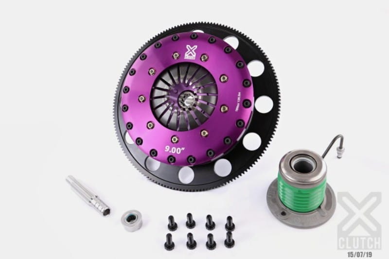 XCLUTCH — Clutch Kit Inc Chromoly Flywheel + HRB; 9" Twin Solid Organic Clutch Discs