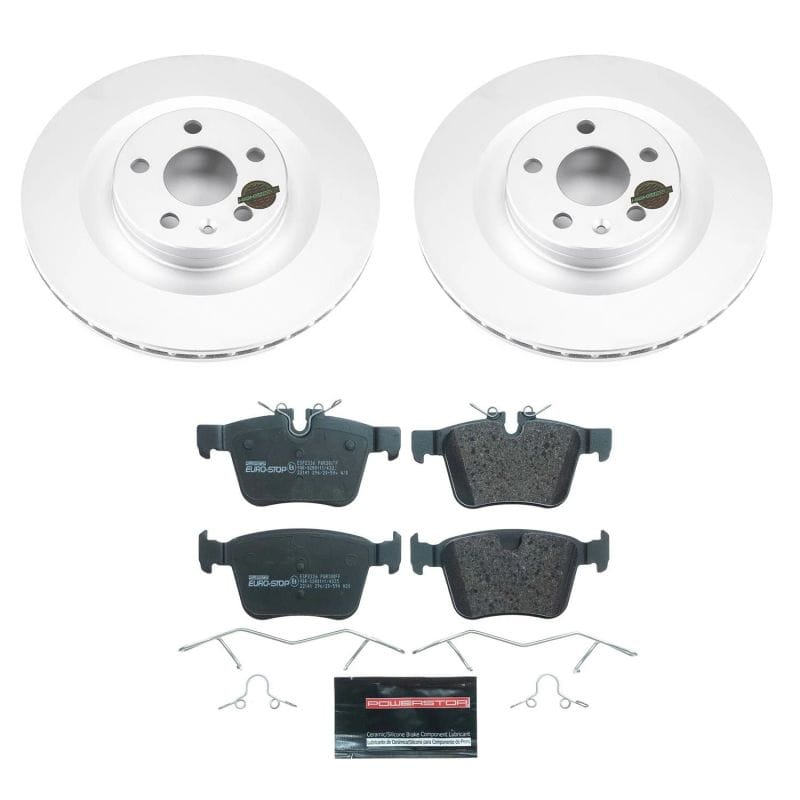 PowerStop — Genuine Geomet Coated Rotors, ECE-R90 Brake Pads + Hardware Kit