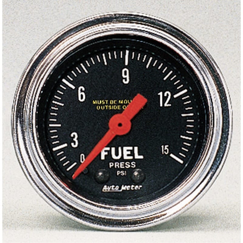 AutoMeter — GAUGE, FUEL PRESSURE, 2 1/16", 15PSI, MECHANICAL, TRADITIONAL CHROME