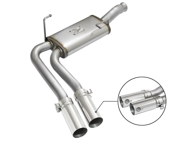 aFe — Rebel Series 3 IN to 2-1/2 IN 409 Stainless Steel Cat-Back Exhaust w/ Polish T