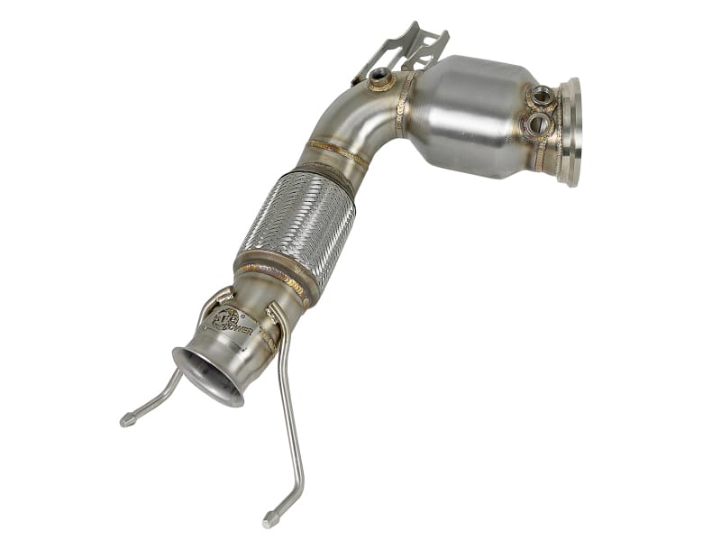 aFe — Twisted Steel Downpipe 3 to 2-3/4 IN 304 Stainless Steel w/ Cat