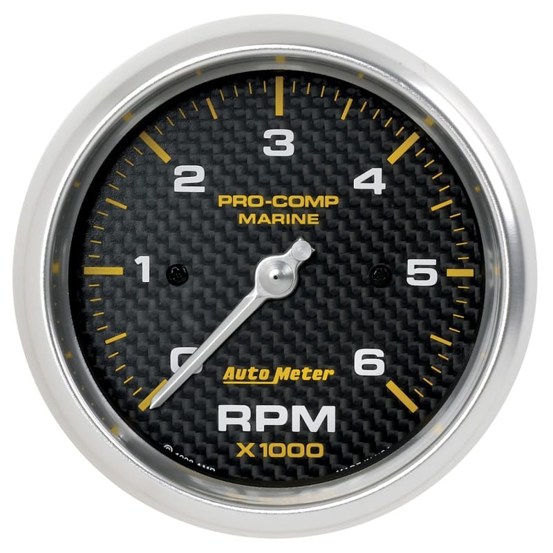 AutoMeter — GAUGE, TACHOMETER, 3 3/8" , 6K RPM, MARINE CARBON FIBER