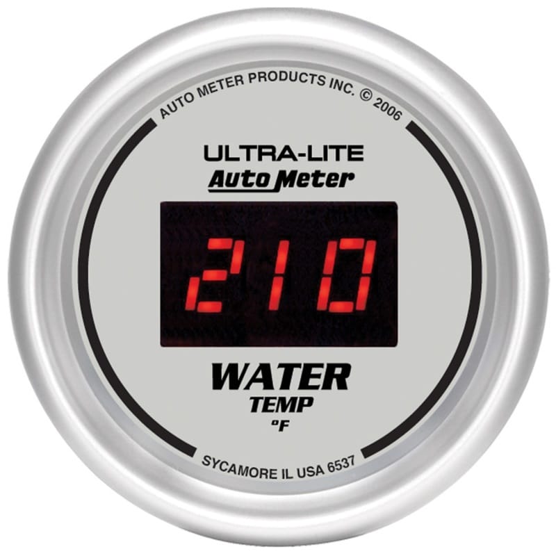 AutoMeter — GAUGE, WATER TEMP, 2 1/16", 340?F, DIGITAL, SILVER DIAL W/ RED LED