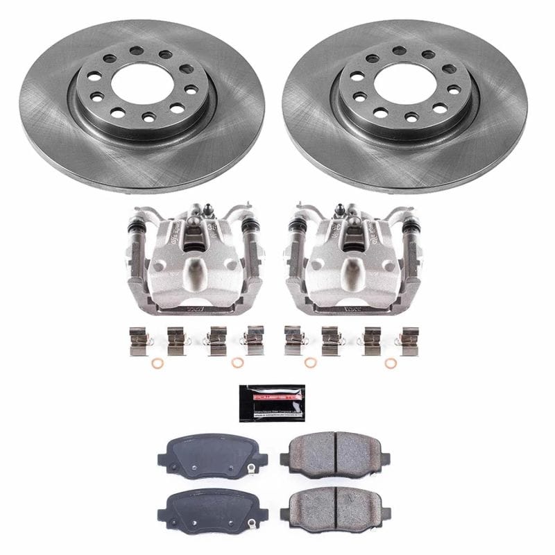 PowerStop — OE Stock Replacement Low-Dust Ceramic Brake Pad, Rotor and Caliper Kit