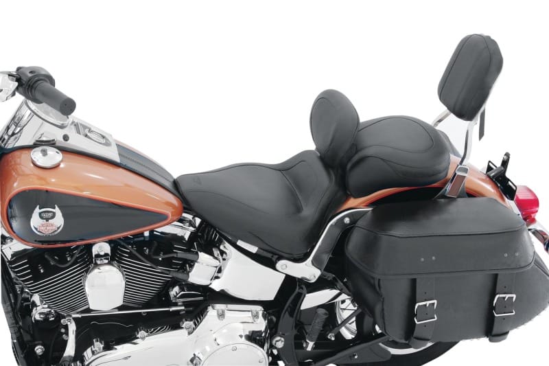 Mustang Motorcycle — Mustang 06-17 Harley Softail Wide Tire (200mm) Sport Touring Solo Seat w/Driver Backrest - Black