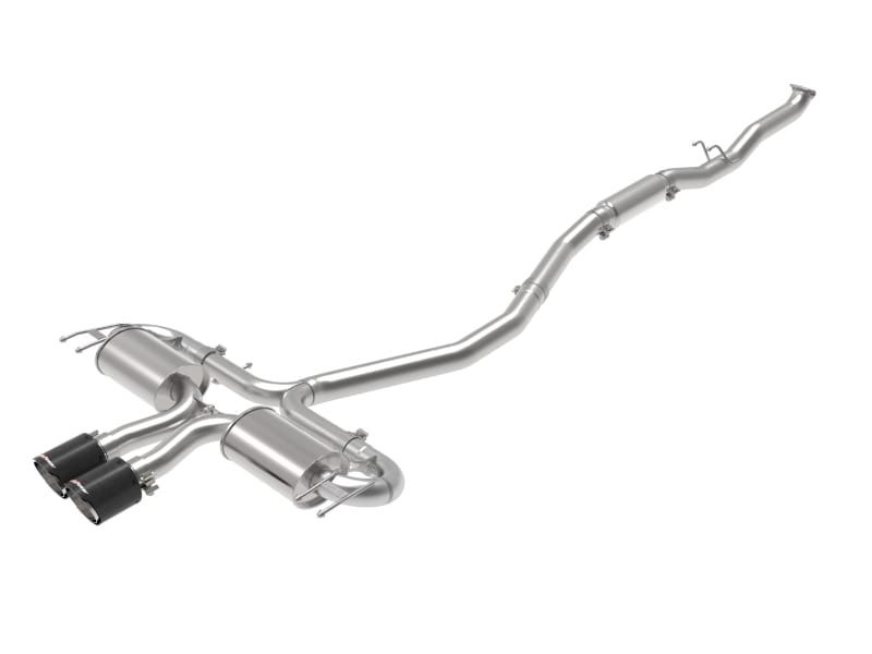 aFe — Takeda 3 IN 304 Stainless Steel Cat-Back Exhaust System w/ Carbon Fiber Tips