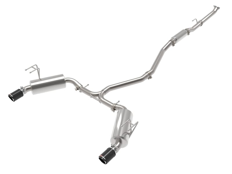 aFe — Takeda 2-1/2 IN to 2-1/4 IN 304 Stainless Steel Cat-Back Exhaust System Carbon