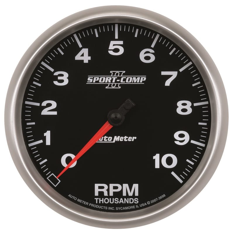 AutoMeter — GAUGE, TACHOMETER, 5", 10K RPM, IN-DASH, SPORT-COMP II