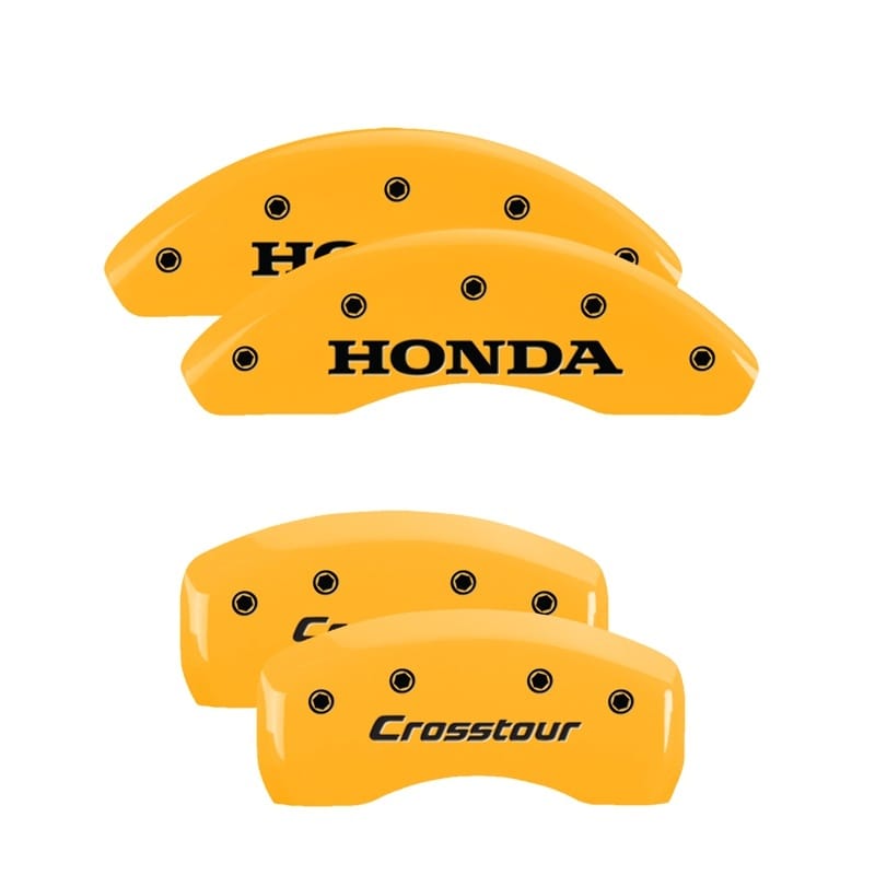 MGP — Set of 4 caliper covers, Engraved Front: Honda - Engraved Rear: Crosstour, Yello