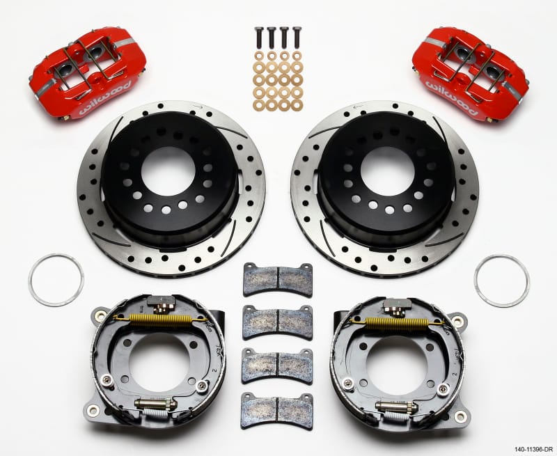 Wilwood — KIT,REAR,DISC/DRUM,MUSTANG,8.8,5 LUG 2.50 OFF,1PC 11.00,SRP,RED