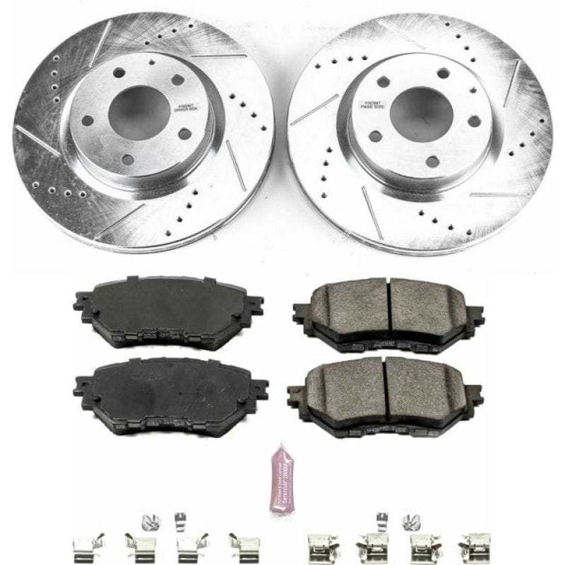 PowerStop — Z23 Daily Driver Carbon-Fiber Ceramic Brake Pad and Drilled & Slotted Rotor Kit