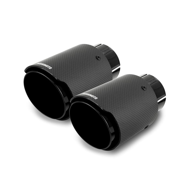 Mishimoto — Exhaust Tip, Black/Carbon Fiber, Dual, 2.50in