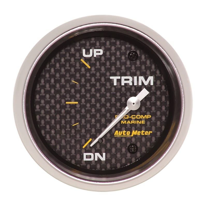AutoMeter — GAUGE, TRIM LEVEL, 2 5/8", 0ODOWN-90OUP, ELECTRIC, MARINE CARBON FIBER