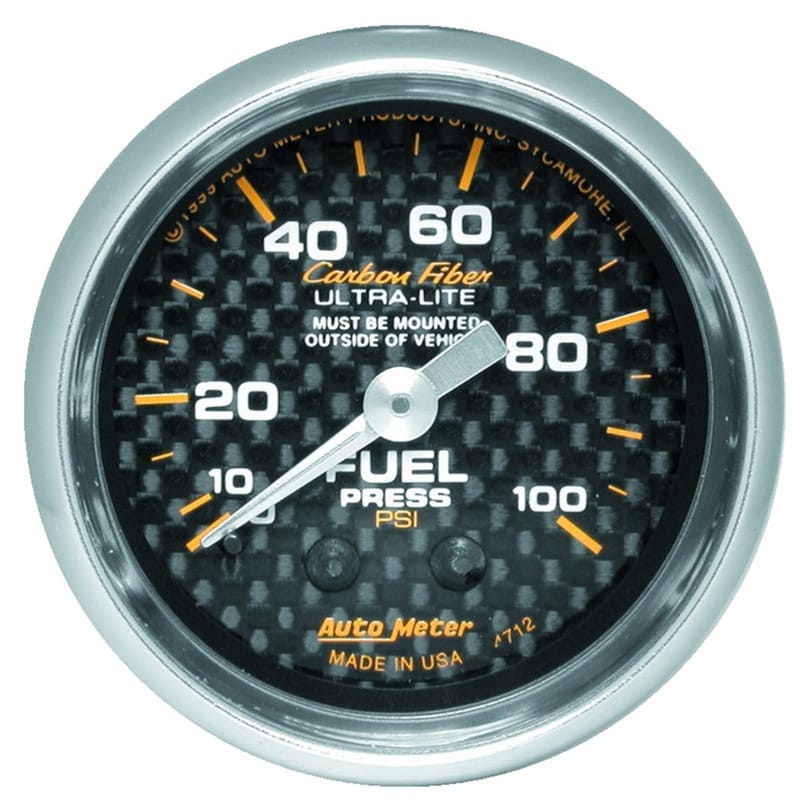 AutoMeter — GAUGE, FUEL PRESSURE, 2 1/16" , 100PSI, MECHANICAL, CARBON FIBER