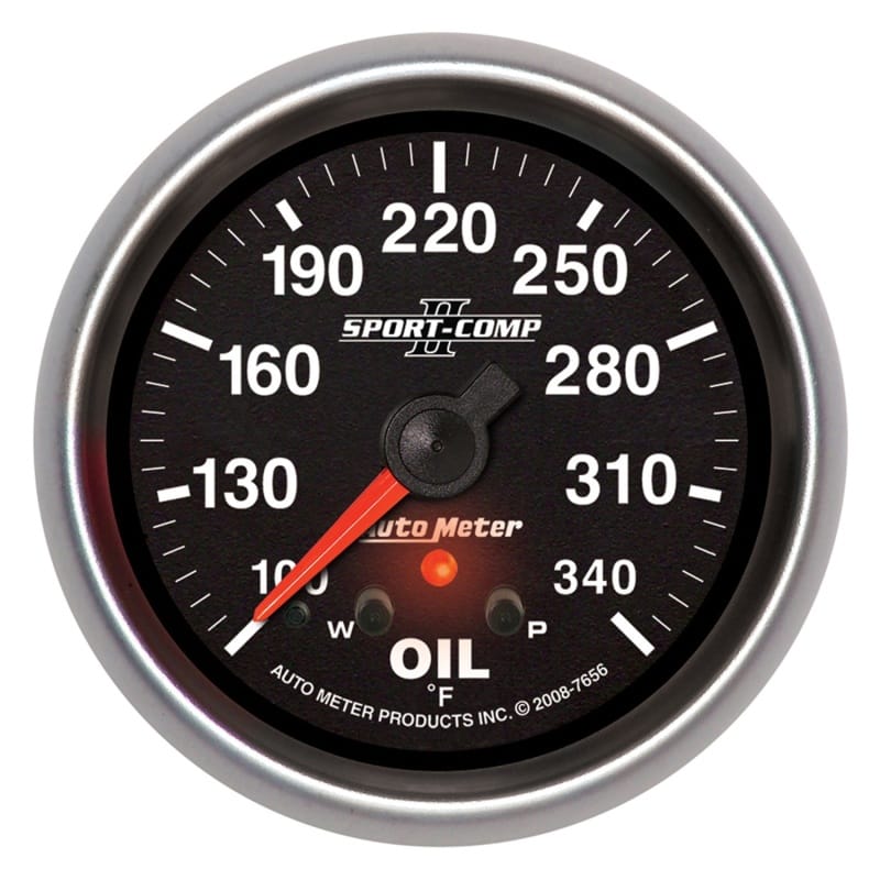 AutoMeter — GAUGE, OIL TEMP, 2 5/8", 340?F, STEPPER MOTOR W/ PEAK & WARN, SPORT-COMP II