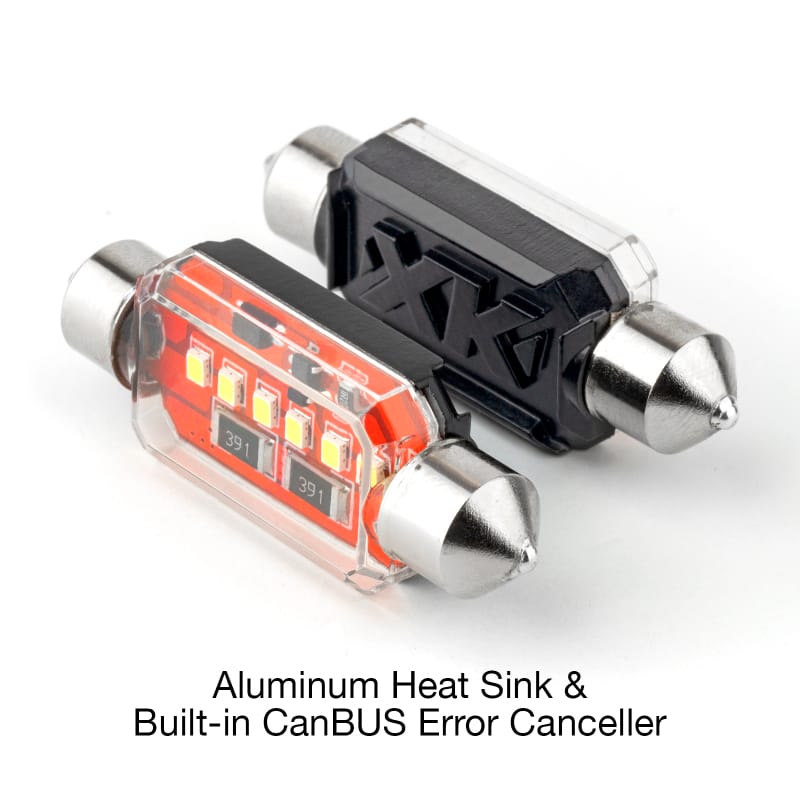 XKGLOW — XK Glow White Festoon Error Free Ultra Bright LED Bulbs w/ Built-in Canbus 2pc 39mm