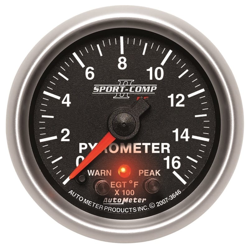 AutoMeter — GAUGE, PYROMETER (EGT), 2 1/16", 1600?F, STEPPER MOTOR W/PK & WRN, SPORT-COMP II