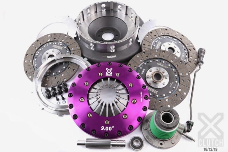XCLUTCH — Clutch Kit Inc Chromoly Flywheel + HRB; 9" Triple Solid Organic Clutch Discs