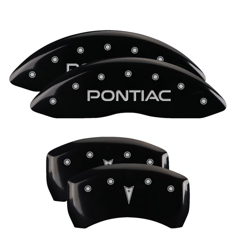 MGP — Set of 4 caliper covers, Engraved Front: Pontiac - Engraved Rear: Arrow, Black p