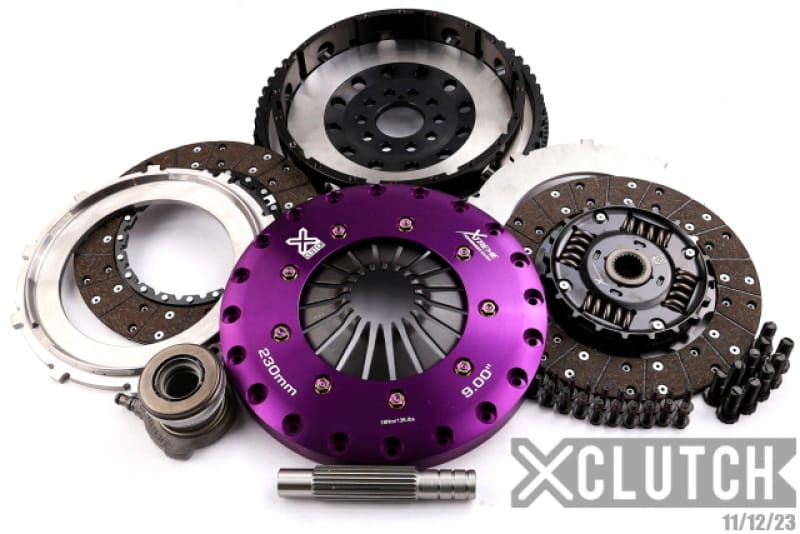 XCLUTCH — Clutch Kit Inc Chromoly Flywheel + HRB; 9" Twin Sprung Organic Clutch Discs