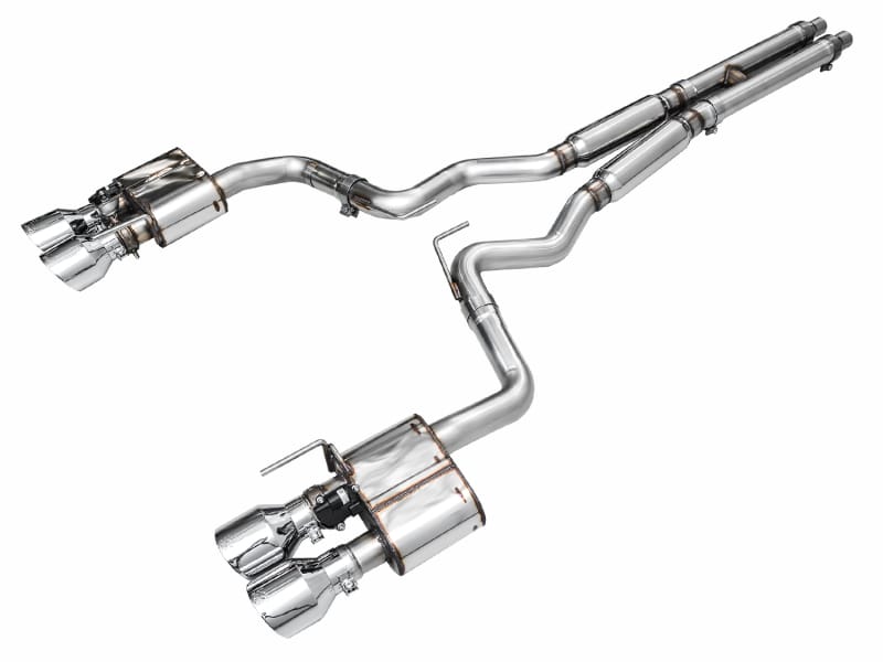 AWE Tuning — AWE SwitchPath™ Exhaust for S650 Mustang Dark Horse - Quad Chrome Silver Tips
