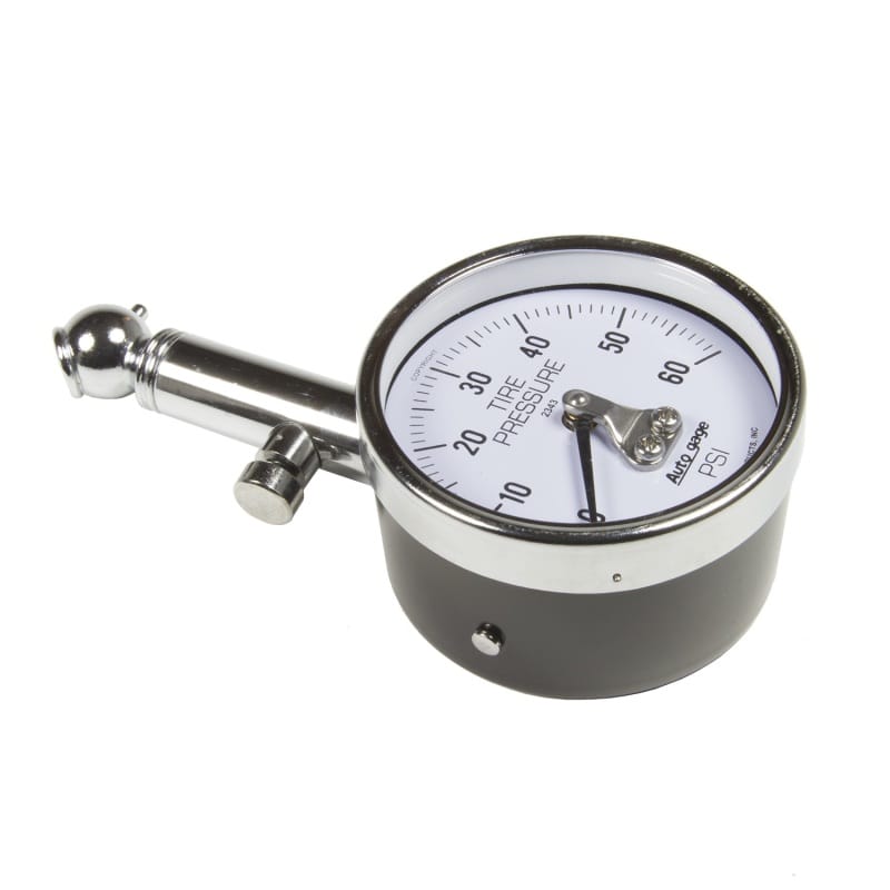 AutoMeter — GAUGE, TIRE PRESSURE, ANALOG, 60PSI, WHITE DIAL, W/ PEAK HOLD, AUTOGAGE