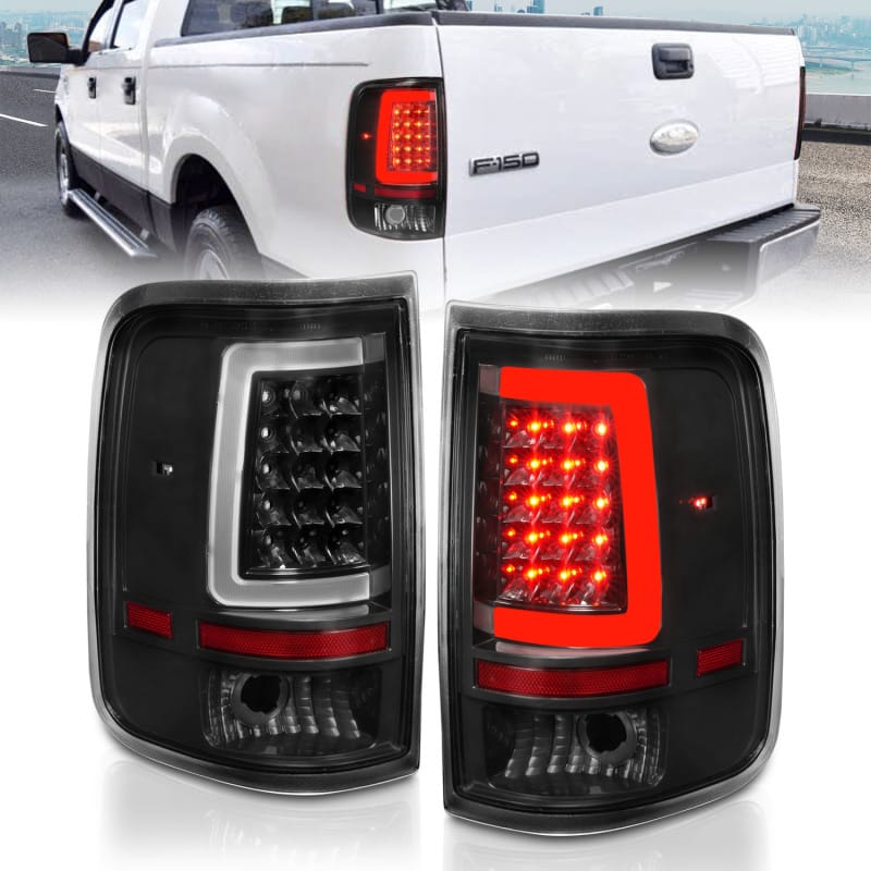 ANZO — ANZO 2004-2006 Ford F-150 LED Tail Lights w/ Light Bar Black Housing Clear Lens