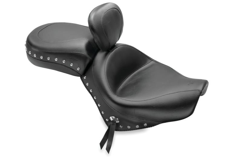 Mustang Motorcycle — Mustang 07-15 Honda VT750C2 Spirit,10-20 Phantom Wide Tour 2PC Seat w/Dr Backrest Studs - Black