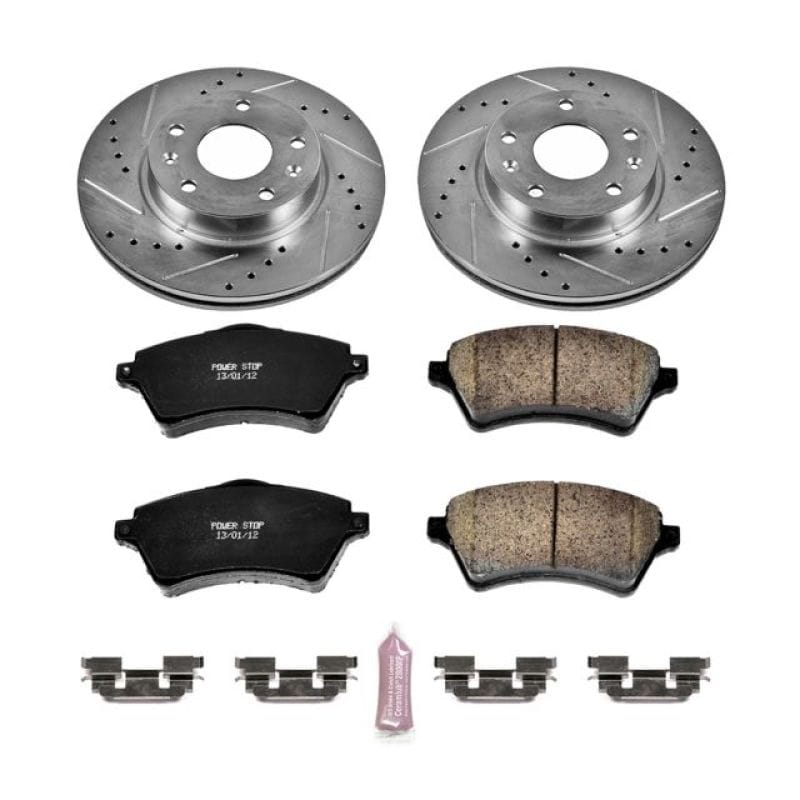 PowerStop — Z23 Daily Driver Carbon-Fiber Ceramic Brake Pad and Drilled & Slotted Rotor Kit