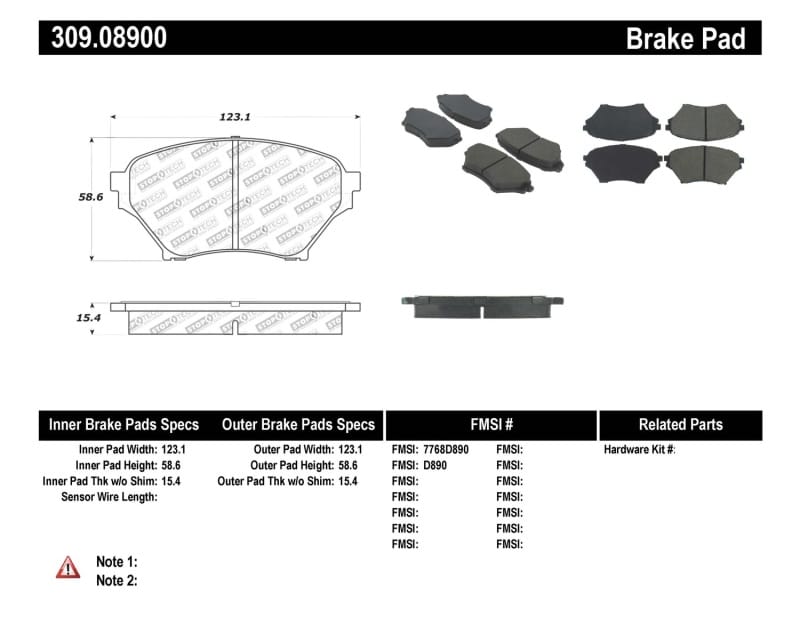 Stoptech — StopTech Sport Brake Pads with Shims and Hardware