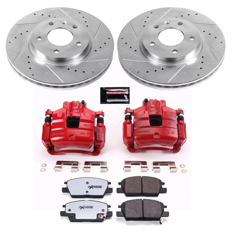 PowerStop — Z36 Truck and SUV Ceramic Brake Pad, Drilled & Slotted Rotor, and Caliper Kit