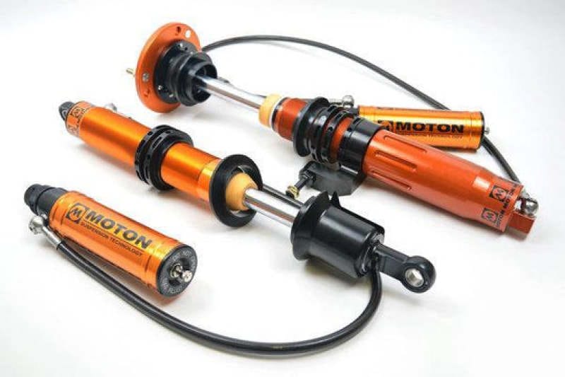 Moton — 3-WAY adj coilovers in rebound, low- and high speed compression, incl canisters.