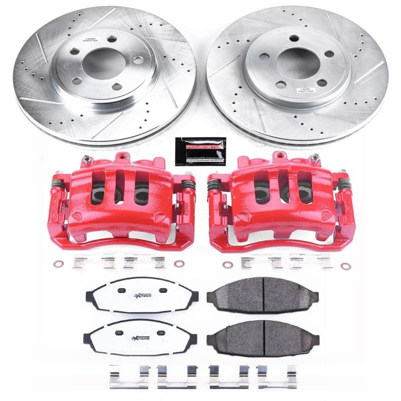 PowerStop — Z26 Street Performance Ceramic Brake Pad, Drilled Slotted Rotor, and Caliper Kit