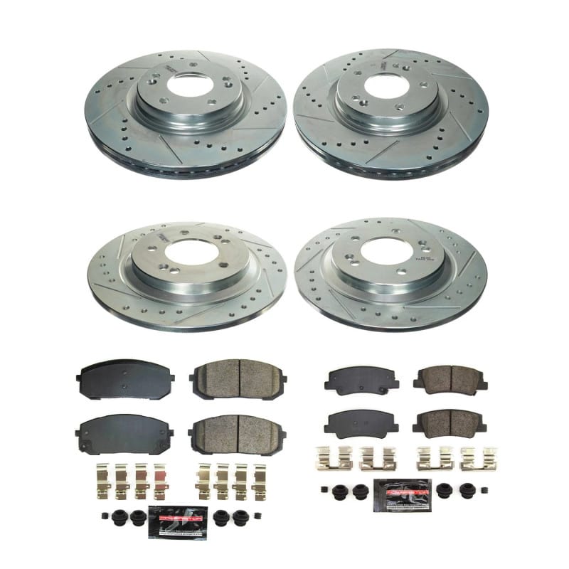 PowerStop — Z23 Daily Driver Carbon-Fiber Ceramic Brake Pad and Drilled & Slotted Rotor Kit