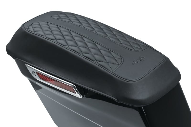 Mustang Motorcycle — Mustang 80-07 Harley Early FL Touring Saddlebag Lid Covers Diamond Stitch - Black