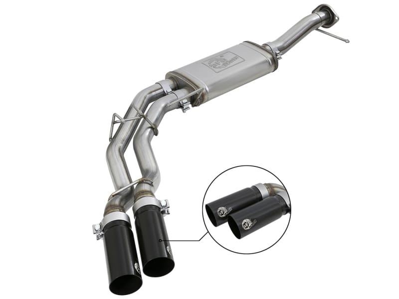 aFe — Rebel Series 3 IN to 2-1/2 IN 409 Stainless Steel Cat-Back Exhaust w/ Black Ti