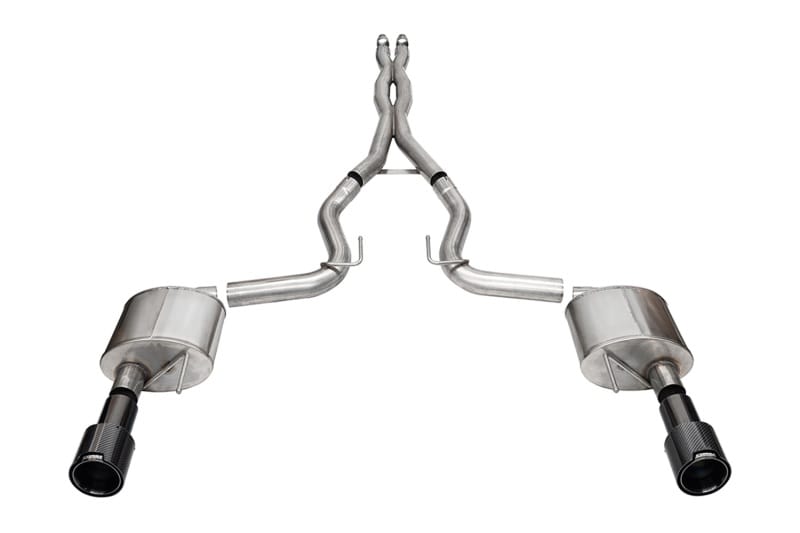 CORSA Performance — 3.0in. Dual Rear Exit Cat-Back Exhaust System with 4.5in. Straight Cut Carbon Fi