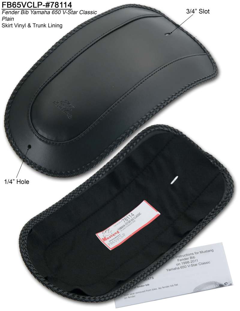 Mustang Motorcycle — Mustang 98-11 Yamaha V-Star Classic Fender Bib - Black
