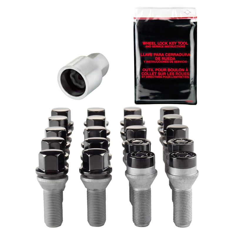 McGard — McGard 5 Lug Hex Install Kit w/Locks (Cone Seat Bolt) M14X1.5 / 17mm Hex / 28.0mm Shank L. - Black