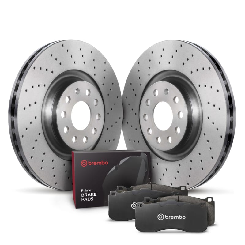 Brembo OE — Brembo low-met brake pad and Xtra vented drilled brake disc kit