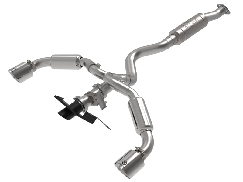 aFe — Gemini XV 3 to 2-1/2 IN 304 Stainless Steel Cat-Back Exhaust w/ Cut-Out Polish