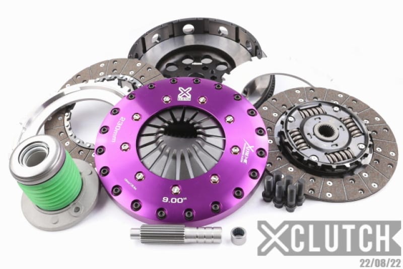 XCLUTCH — Clutch Kit Inc Chromoly Flywheel + HRB; 9" Twin Sprung Organic Clutch Discs