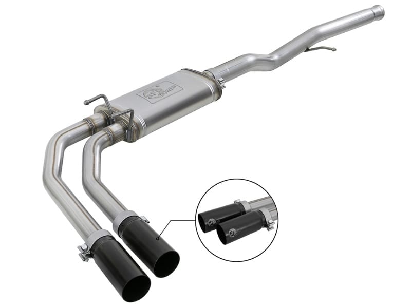 aFe — Rebel Series 3 IN to 2-1/2 IN 409 Stainless Steel Cat-Back Exhaust w/ Black Ti